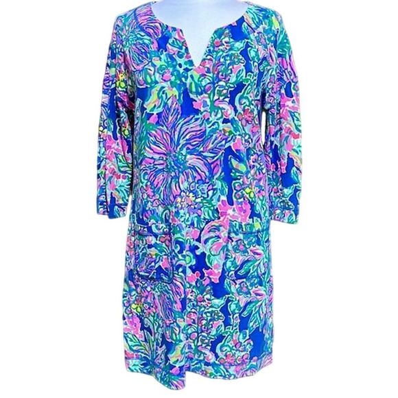 Lilly Pulitzer Dresses & Skirts - Lilly Pulitzer UPF 50+ Joyce Indigo Exotic Escapade French Terry Dress Sz M -EUC